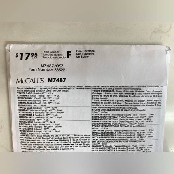 3/$30 BUNDLE&SAVE ✨ McCall’s Patterns Travel Cases in Three Sizes Sewing Pattern - Picture 5 of 9